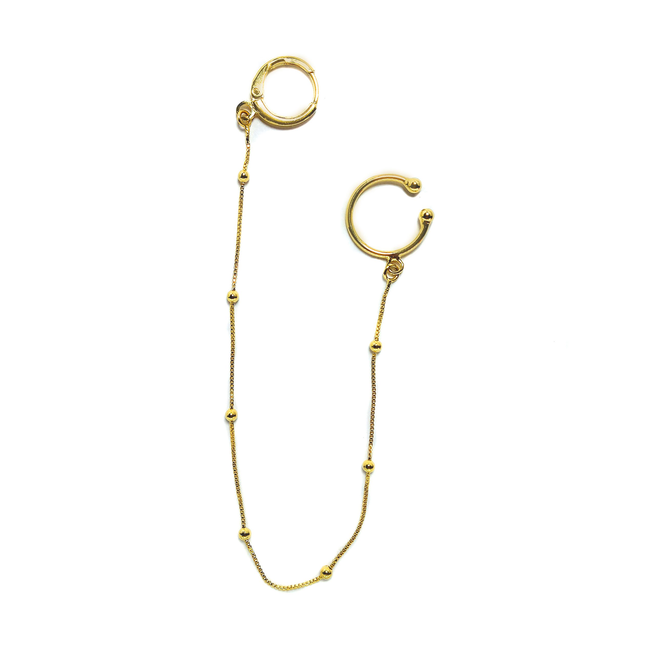 ARO ANDREA COGGIOLA JOYAS TREPADOR PIERCING CADENA PELOTITAS ENCHAPADO ORO 18K - 1