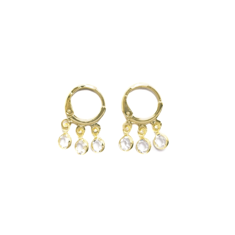 AROS ANDREA COGGIOLA JOYAS ARGOLLA 3 CIRCONES BLANCOS ENCHAPADO ORO 18K - 1