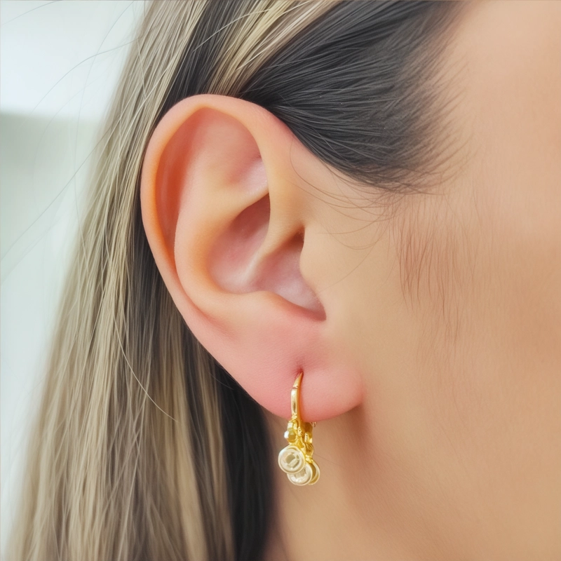 AROS ANDREA COGGIOLA JOYAS ARGOLLA 3 CIRCONES BLANCOS ENCHAPADO ORO 18K - 3