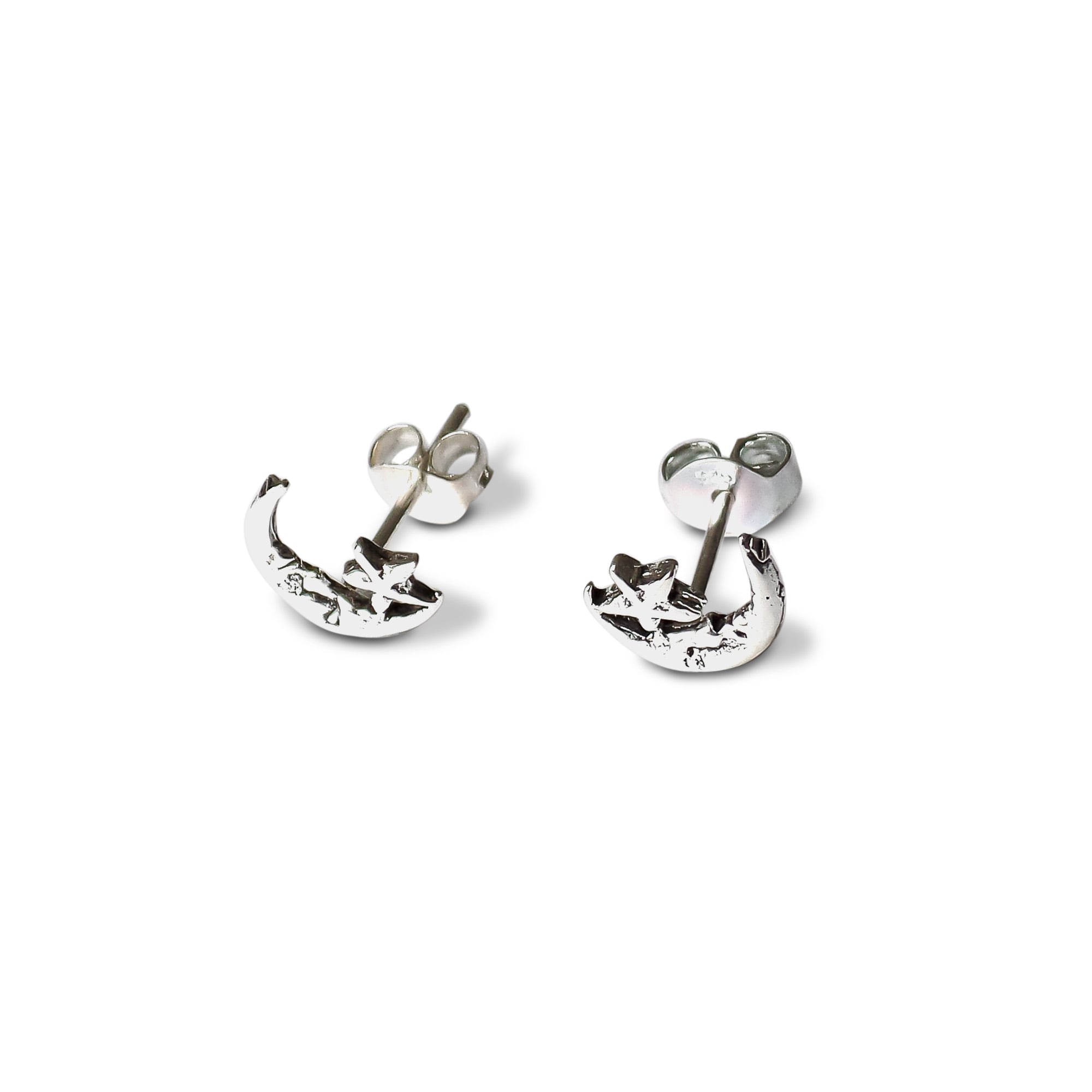 AROS ANDREA COGGIOLA JOYAS MINI LUNA Y ESTRELLA PLATA FINA LEY 925 - 1