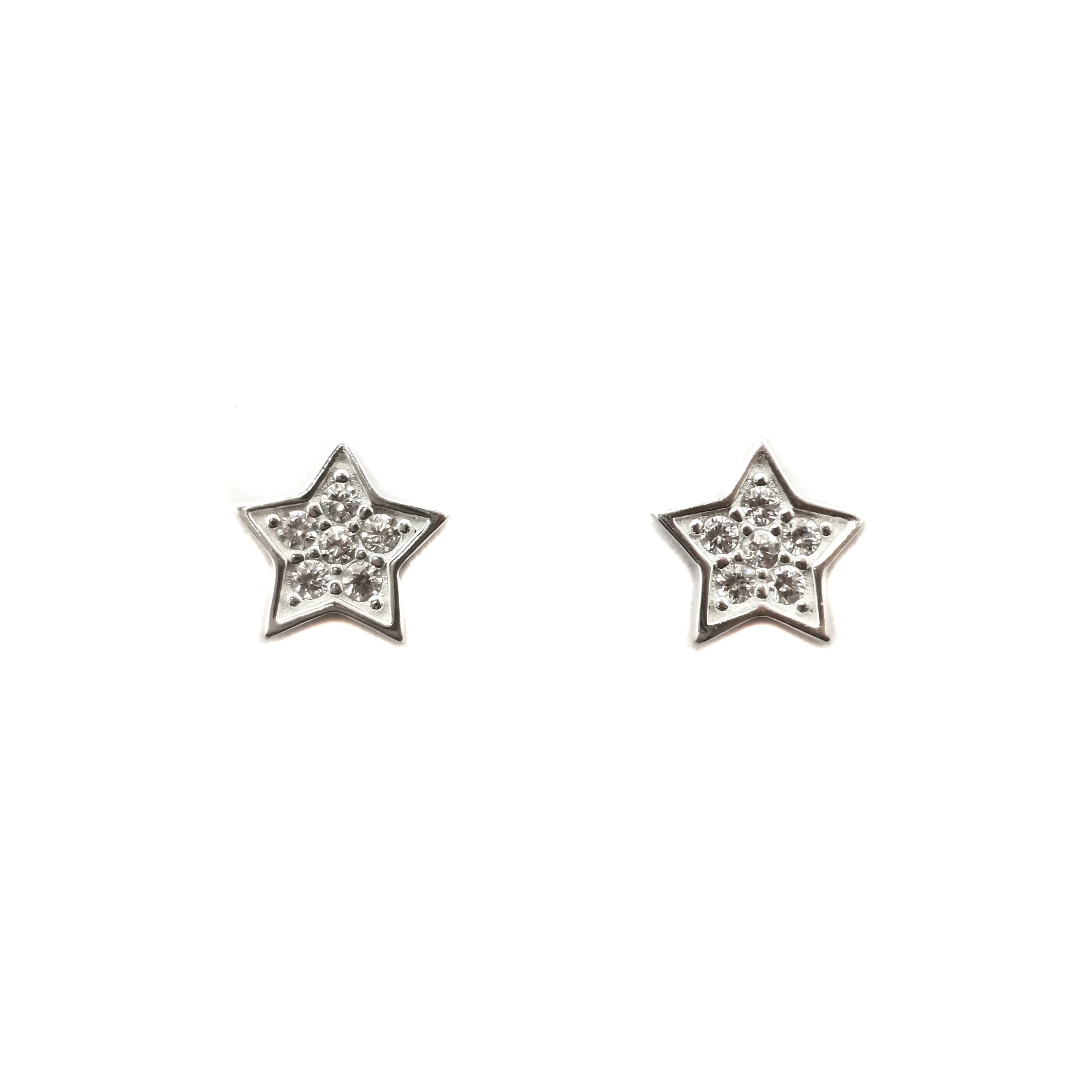 AROS ANDREA COGGIOLA JOYAS ESTRELLA CIRCÓN BLANCO 10MM PLATA FINA 925 - 1