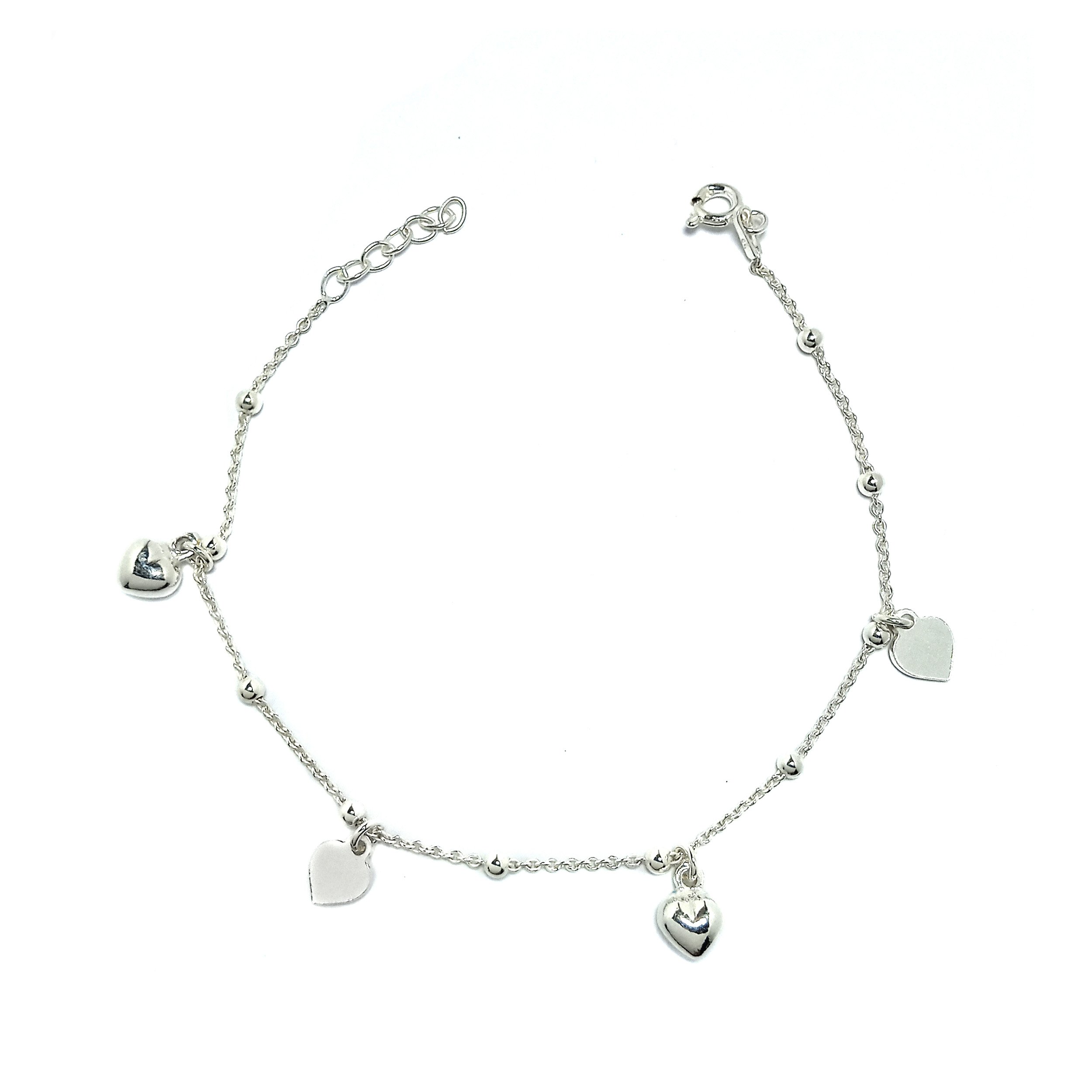 PULSERA ANDREA COGGIOLA JOYAS CHICHES CORAZÓN BOLITA PLATA FINA 925 - 1
