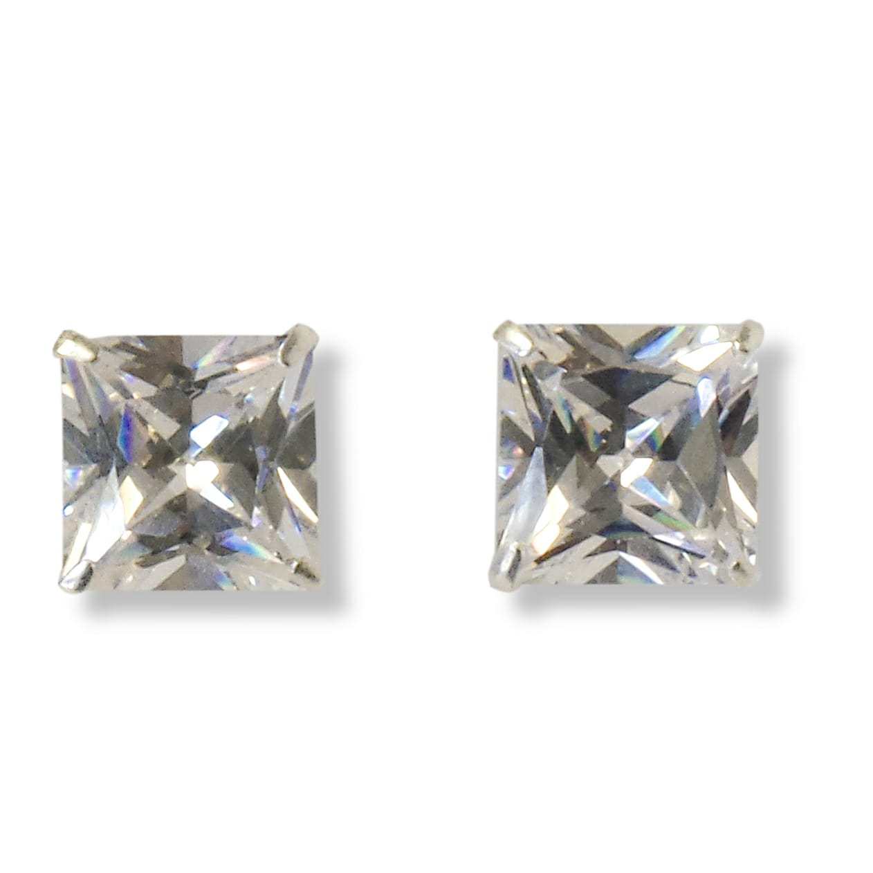 AROS ANDREA COGGIOLA JOYAS AROS PUNTO DE LUZ CIRCÓN CUADRADO ENGASTE GRIFAS PLATA FINA 925 - 1