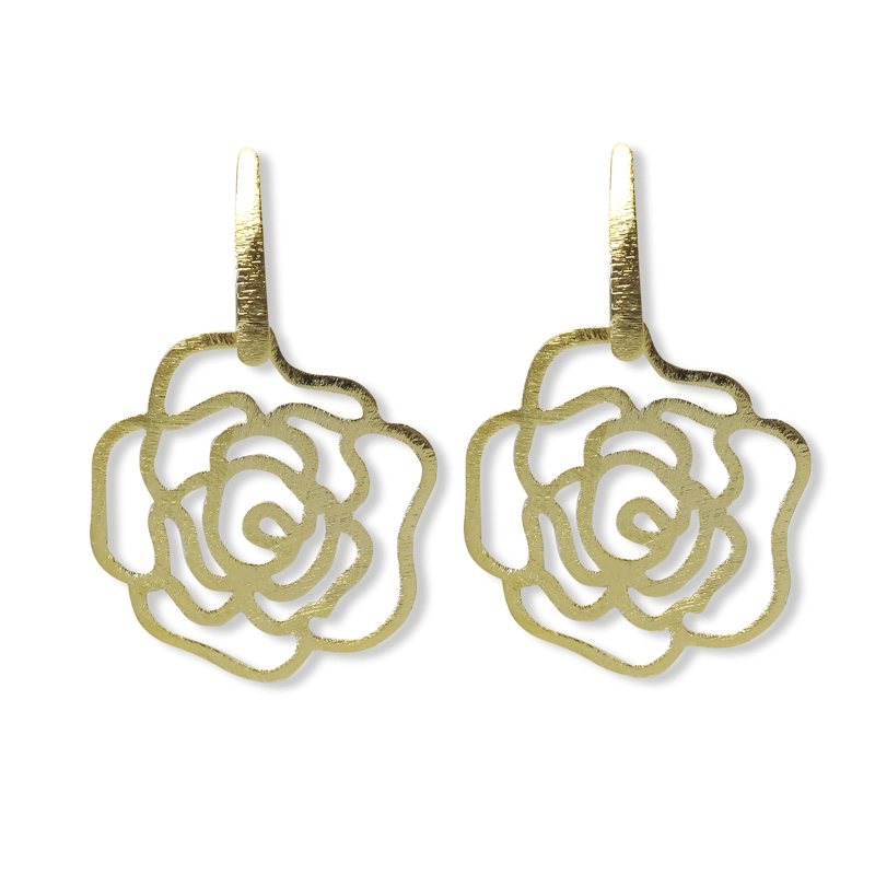 AROS ANDREA COGGIOLA JOYAS ROSA CALADA SATINADA ENCHAPADO ORO 18K - 1