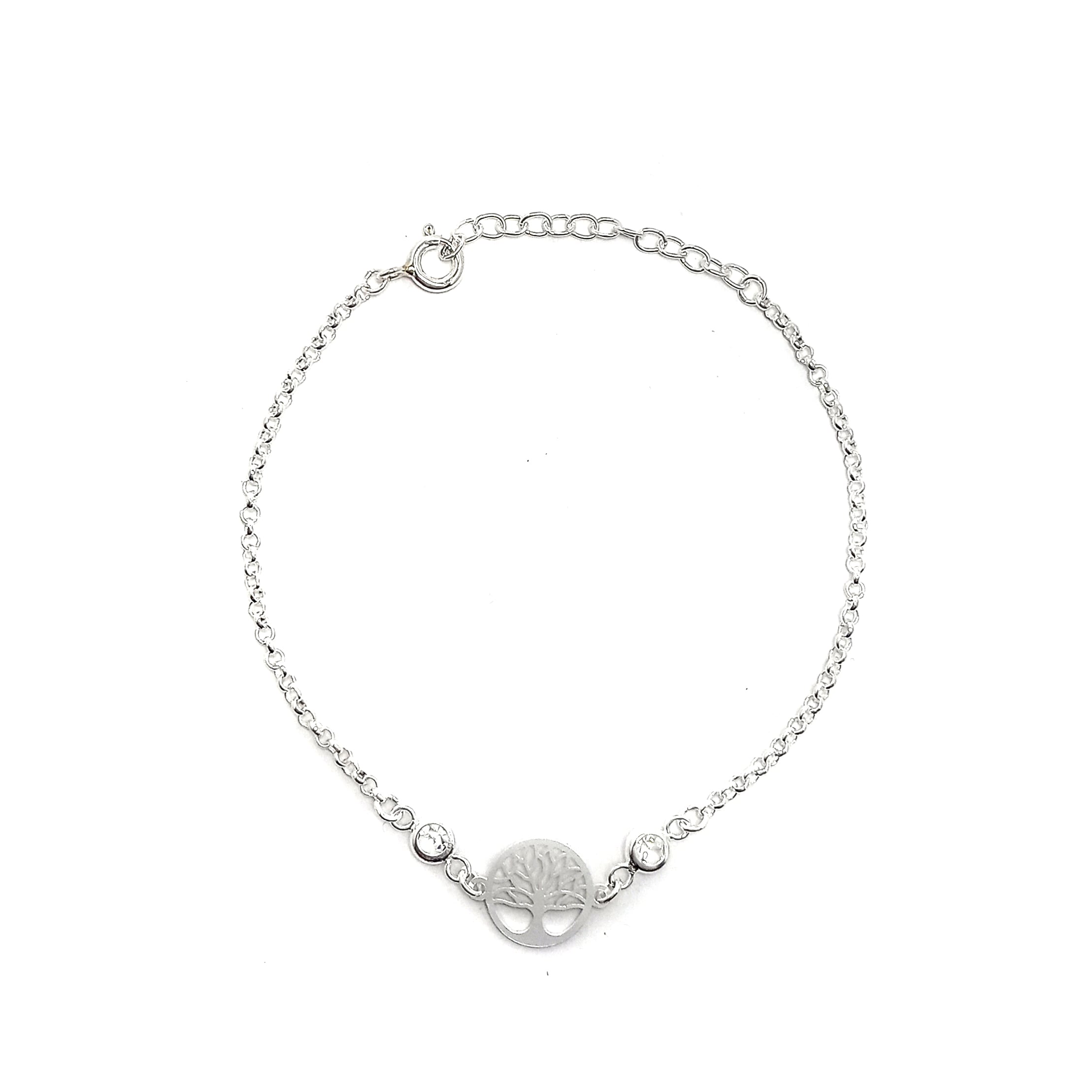 PULSERA ANDREA COGGIOLA JOYAS ÁRBOL DE LA VIDA CIRCÓN BLANCO PLATA FINA 925 - 1