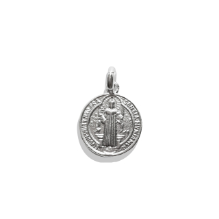 COLGANTE MEDALLA SAN BENITO 14MM PLATA FINA 925 - 1