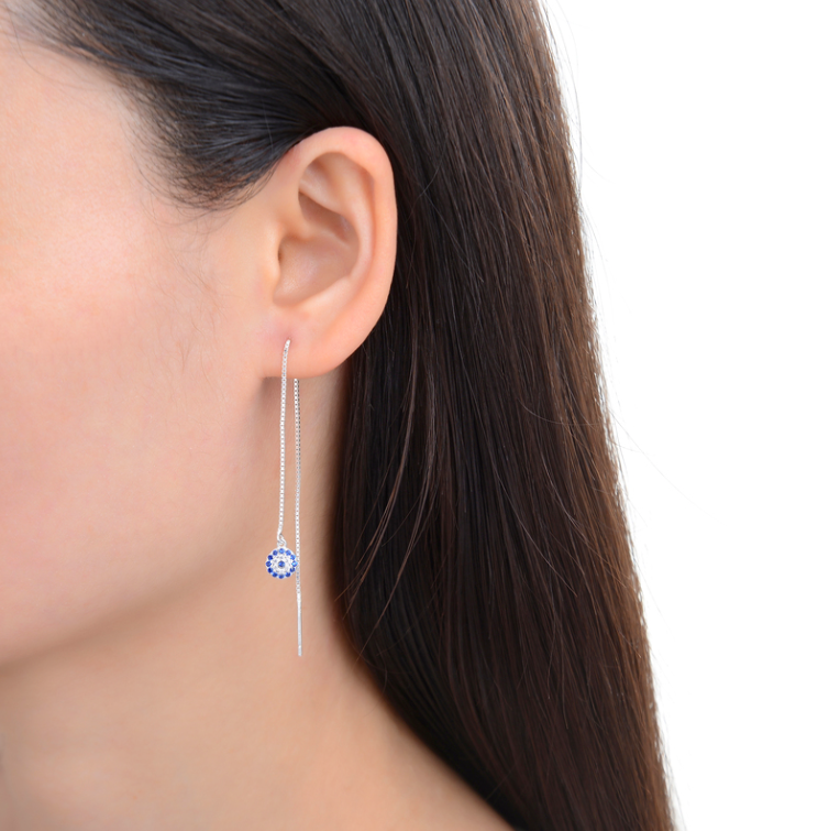 AROS ANDREA COGGIOLA JOYAS COLGANTES OJITO TURCO CIRCONES CADENA VENECIANA PLATA FINA 925 - 3