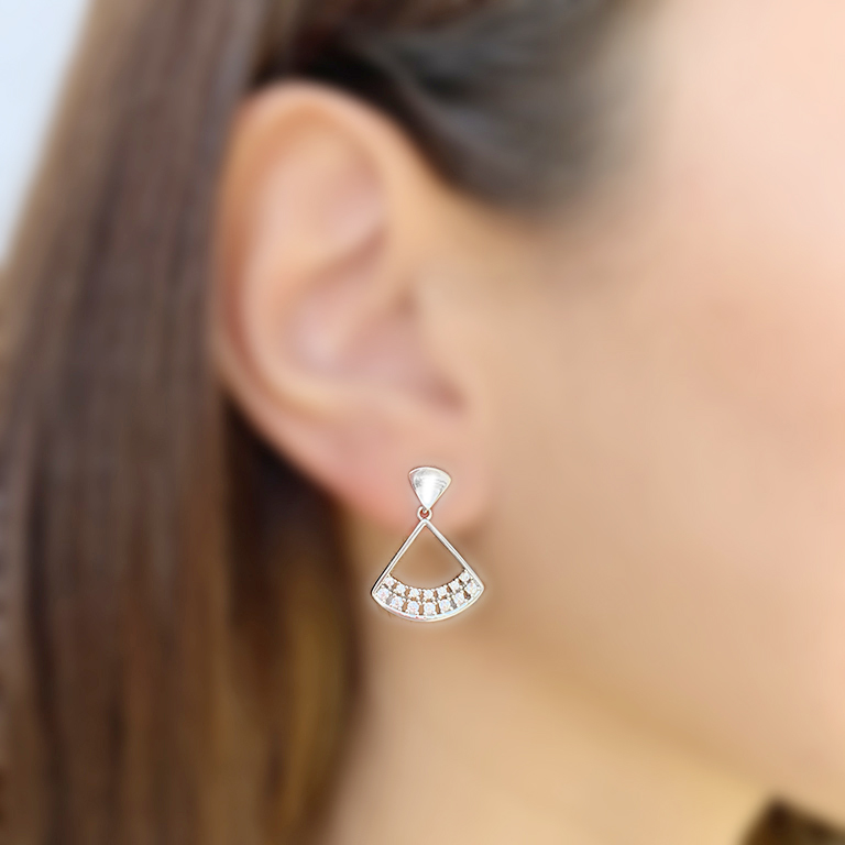 AROS ANDREA COGGIOLA JOYAS ABANICO CIRCÓN PLATA FINA 925 - 2