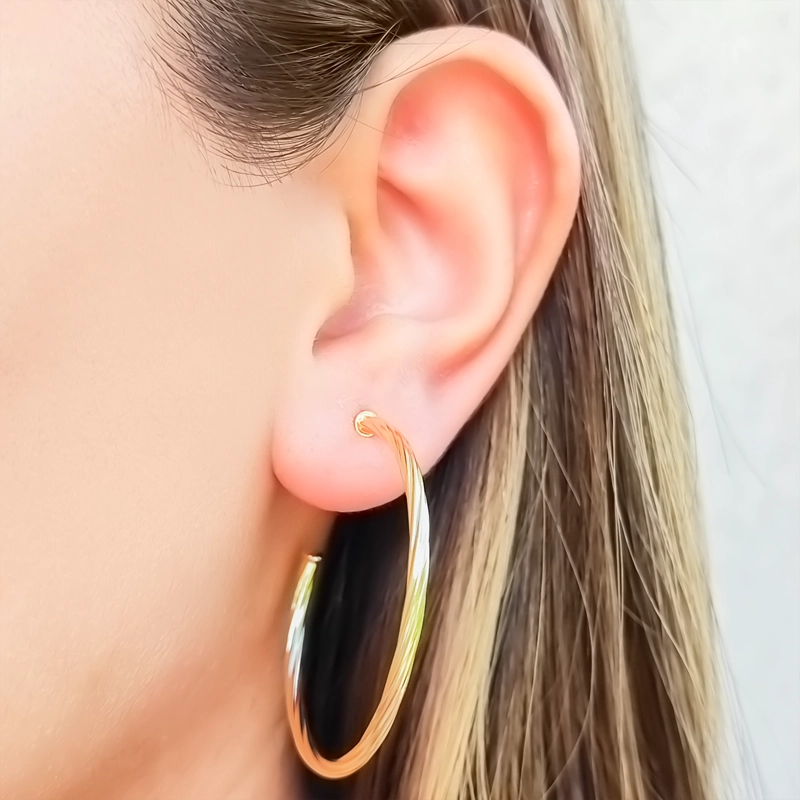AROS ANDREA COGGIOLA JOYAS ARGOLLAS TORCIDAS 40MM ENCHAPADO ORO 18K - 3
