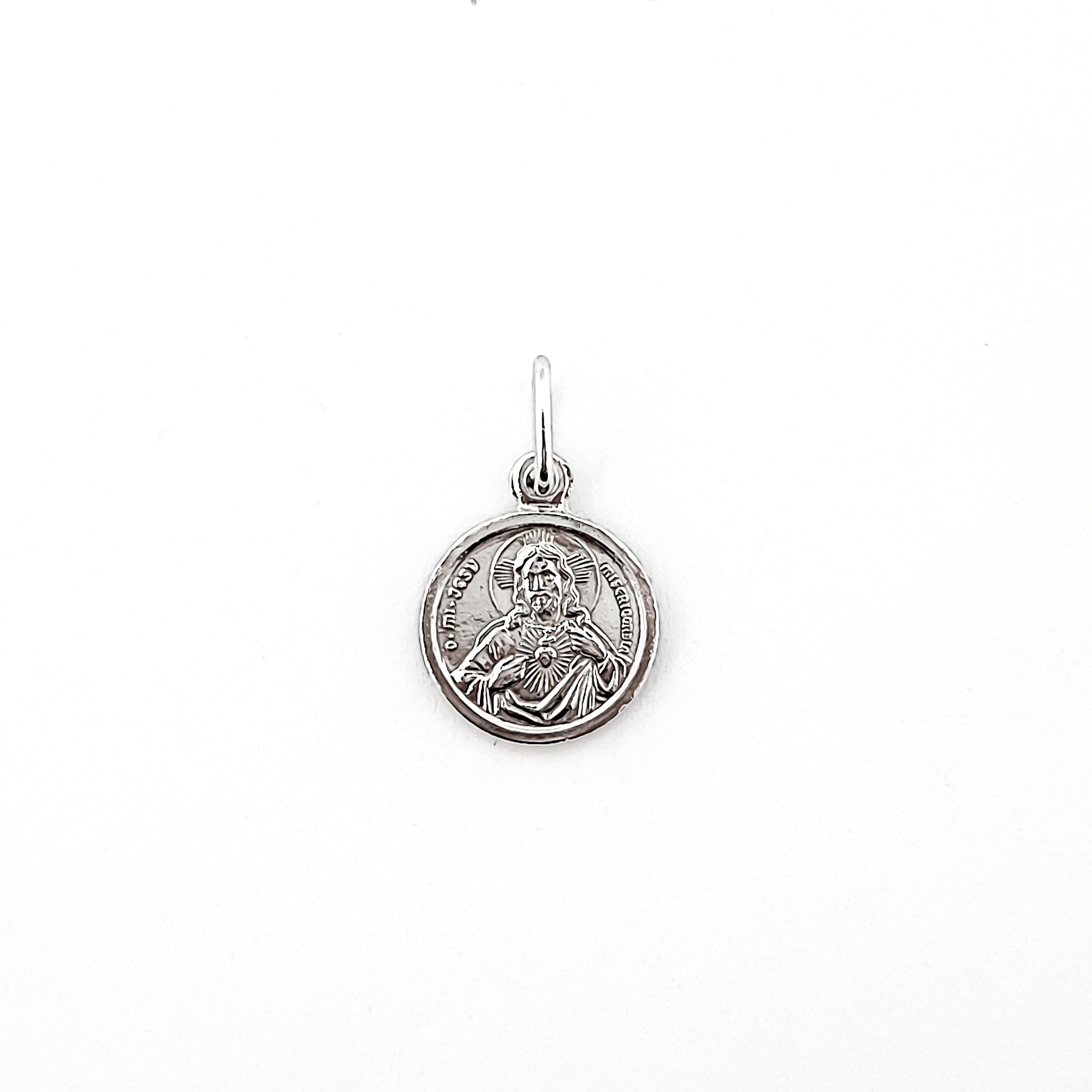 COLGANTE MEDALLA SAGRADO CORAZÓN 10MM PLATA FINA 925 - 1