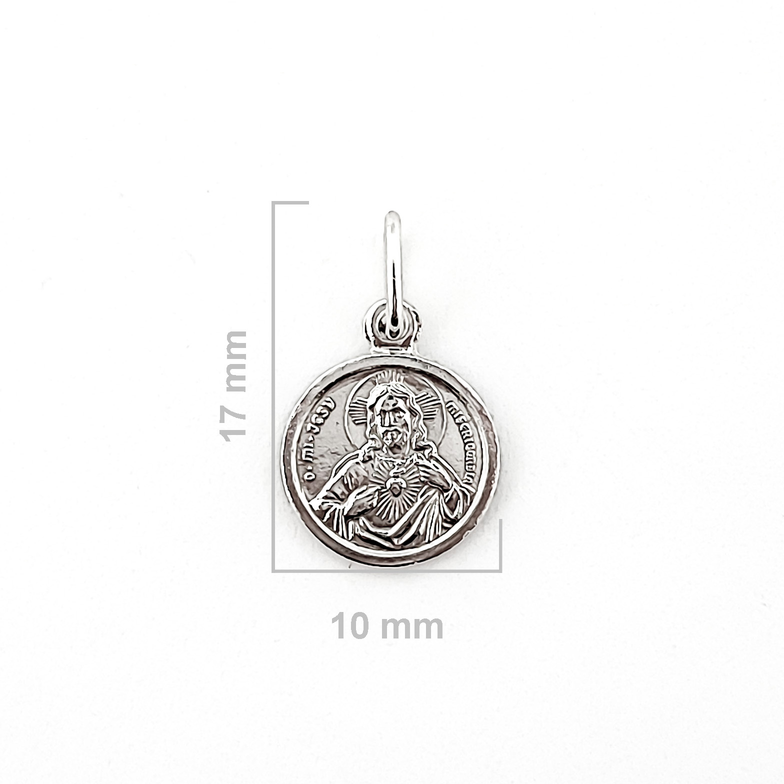 COLGANTE MEDALLA SAGRADO CORAZÓN 10MM PLATA FINA 925 - 2