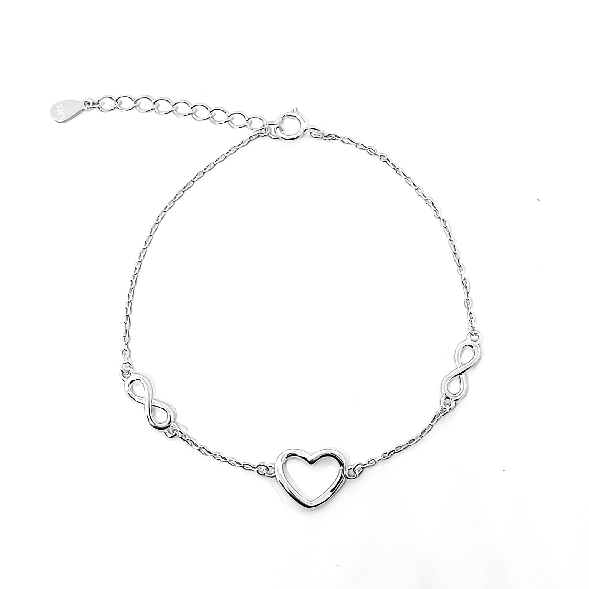 PULSERA CORAZON Y INFINITO PLATA FINA 925 - 1