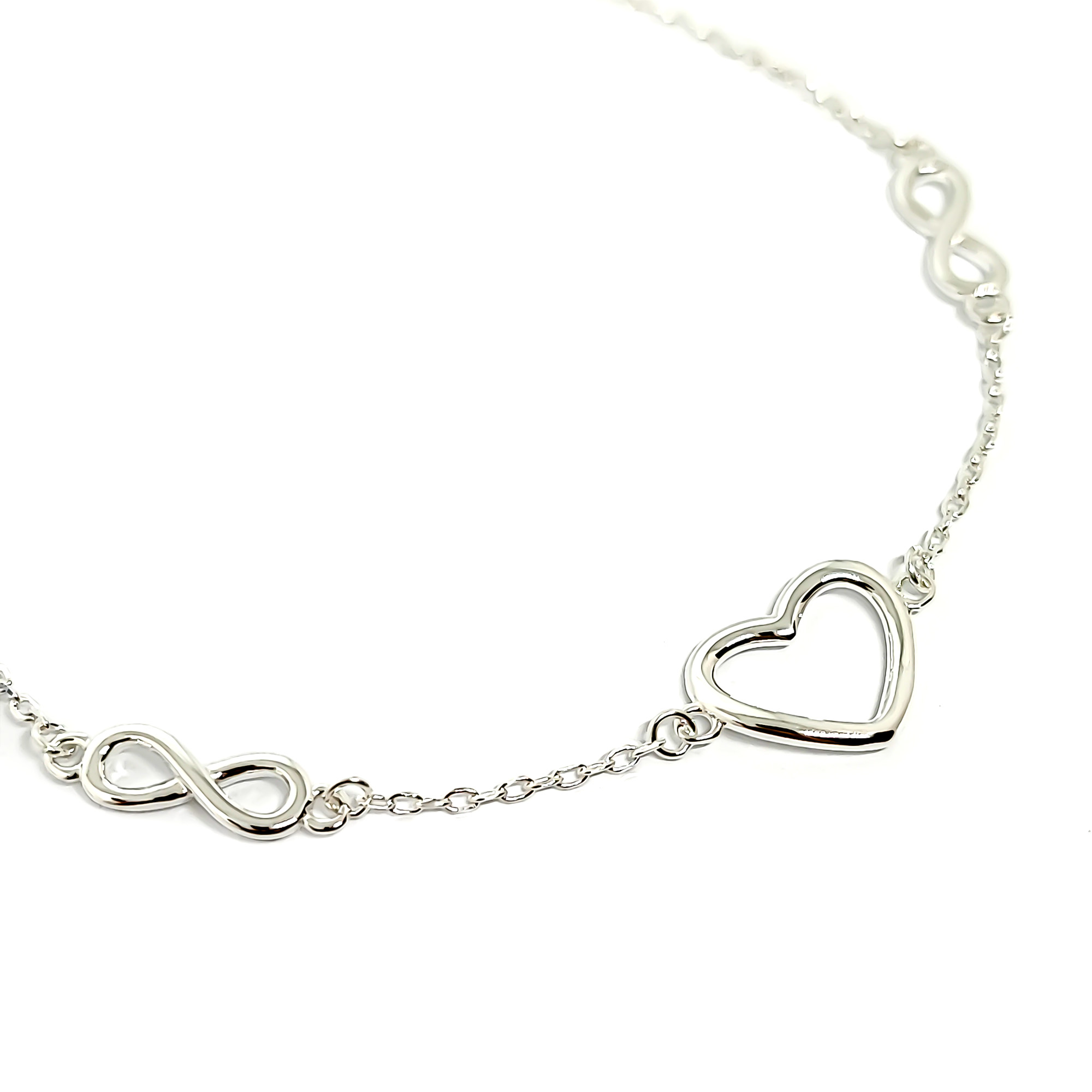 PULSERA CORAZON Y INFINITO PLATA FINA 925 - 2