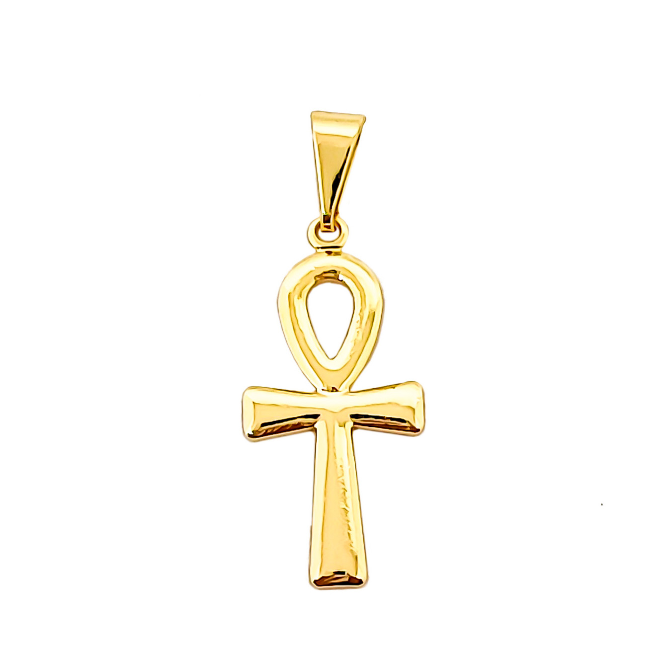 COLGANTE CRUZ ANKH ENCHAPADO ORO 18K - 1