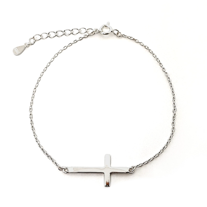 PULSERA ANDREA COGGIOLA JOYAS CRUZ LISA PLATA FINA 925 - 1