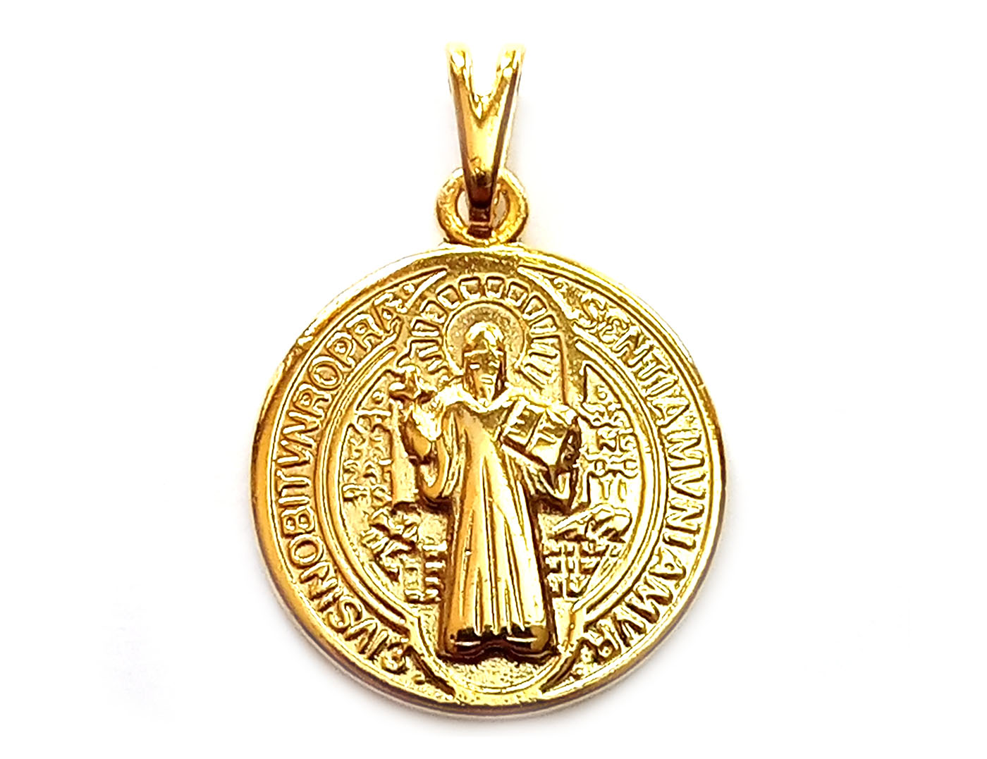 COLGANTE MEDALLA SAN BENITO ENCHAPADO ORO 18K - 1