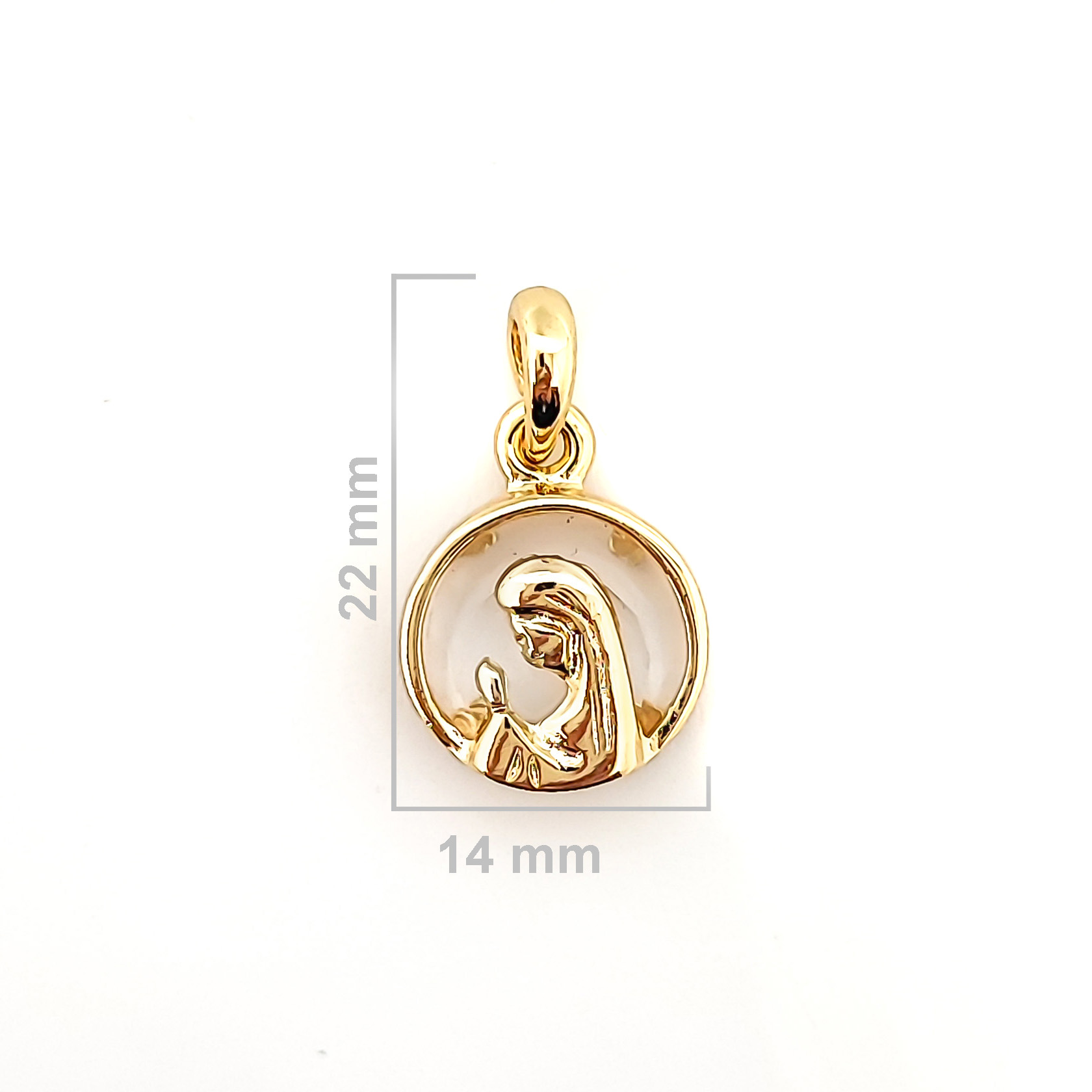 COLGANTE MEDALLA VIRGEN NIÑA CRISTAL 14MM ENCHAPADO ORO 18K - 2