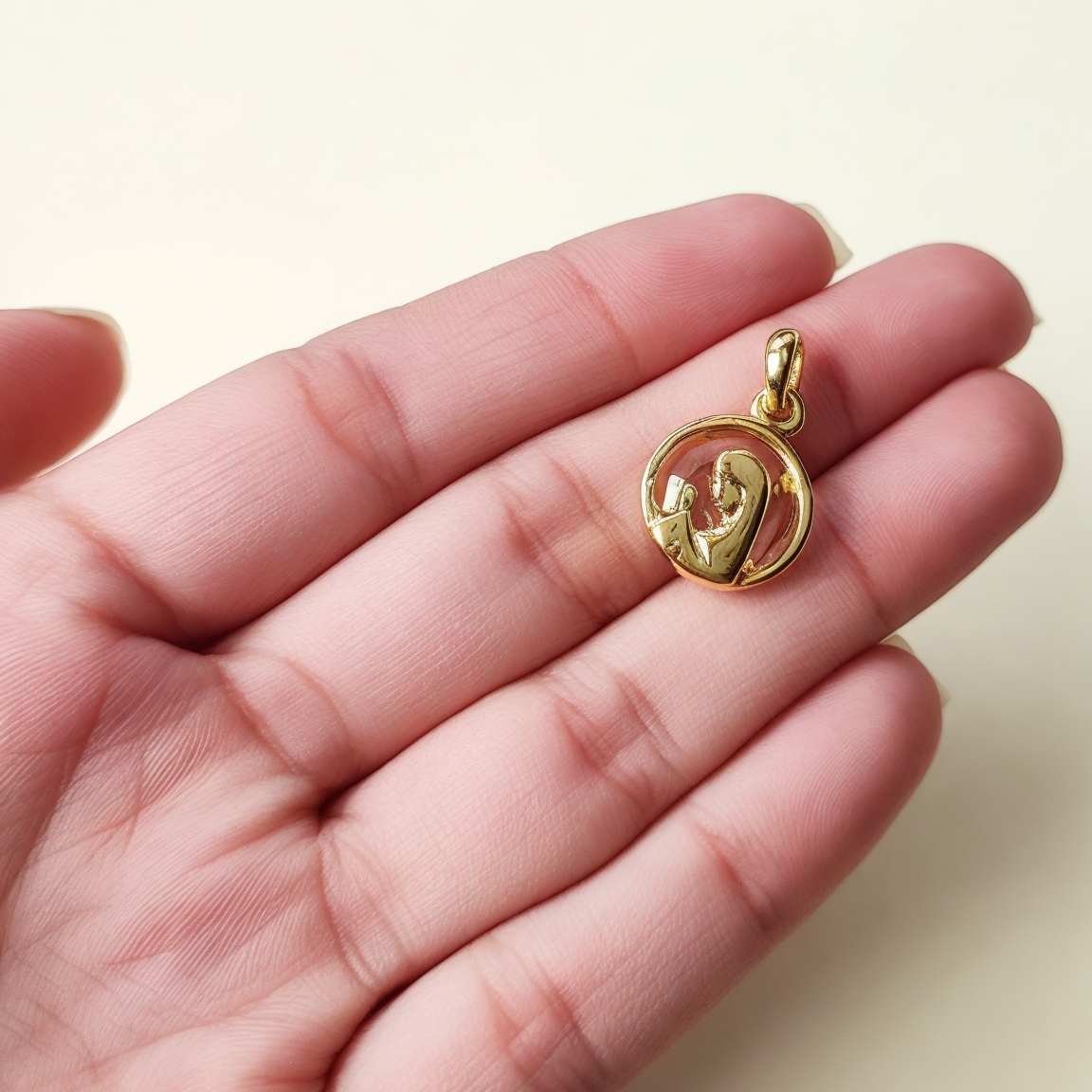 COLGANTE MEDALLA VIRGEN NIÑA CRISTAL 14MM ENCHAPADO ORO 18K - 4