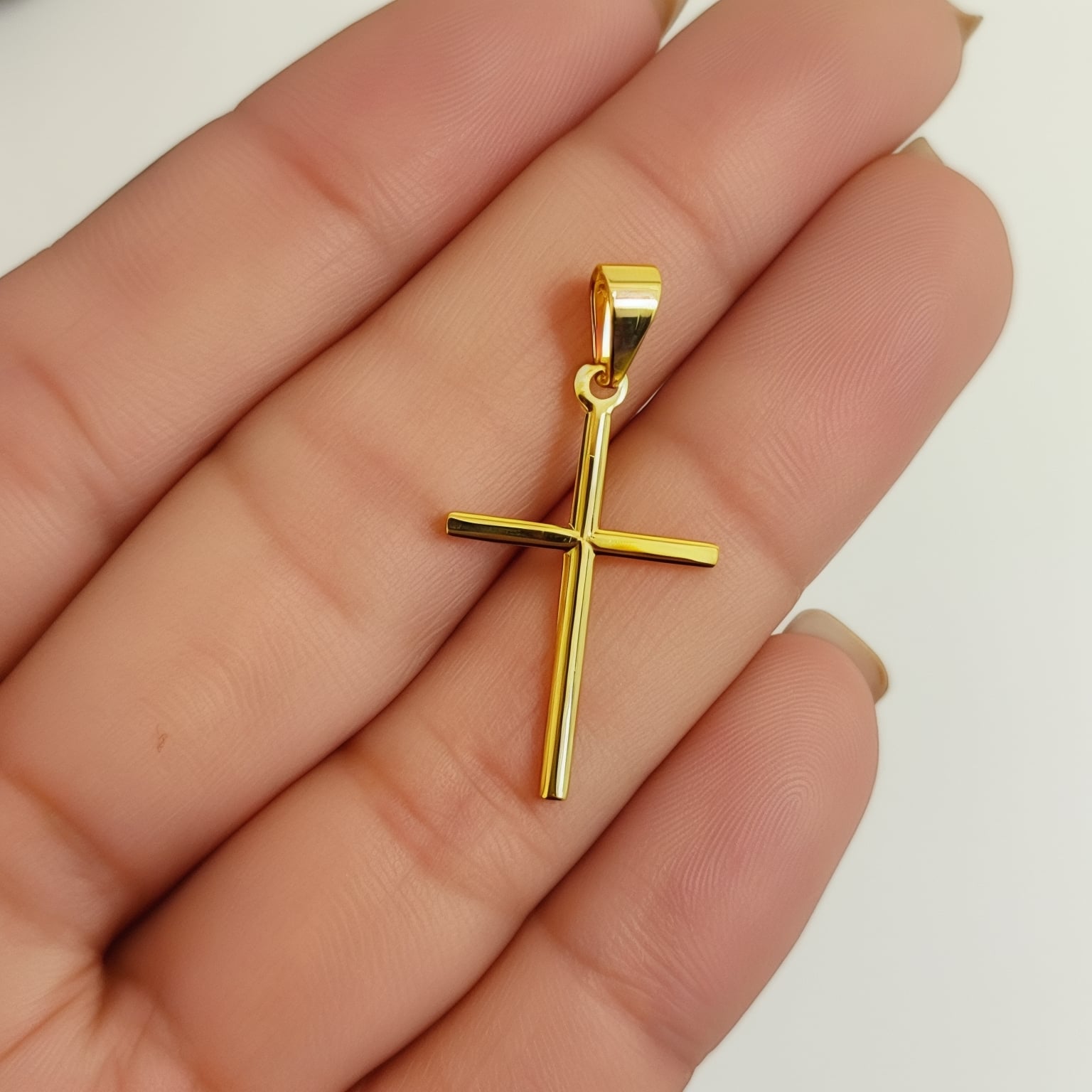 COLGANTE CRUZ TUBO ENCHAPADO ORO 18K - 3