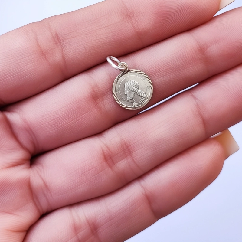 COLGANTE MEDALLA JESUS 10MM PLATA FINA 925 - 2