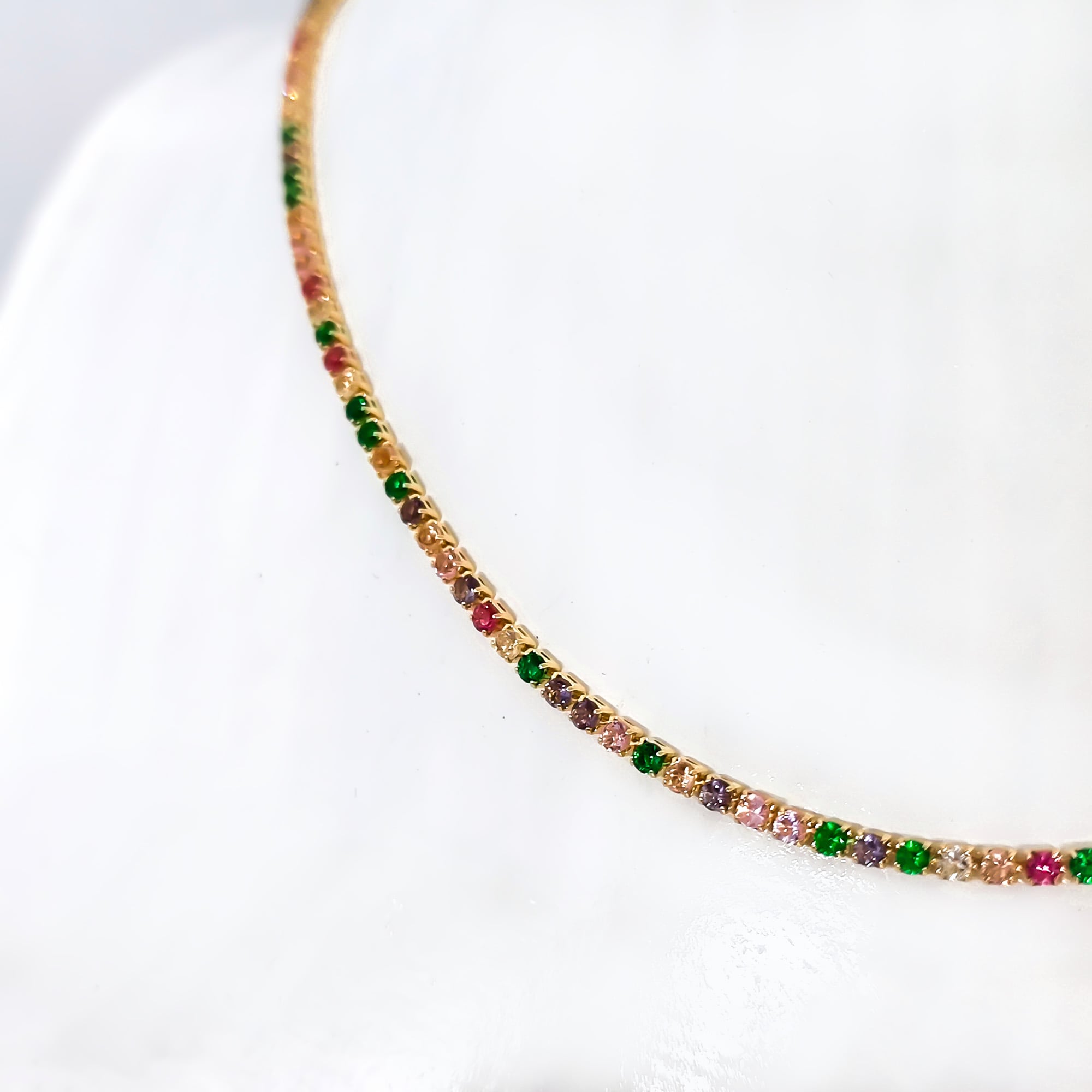 COLLAR ANDREA COGGIOLA JOYAS ENCHAPADO ORO 18K CHOKER CIRCONES COLORES - 2