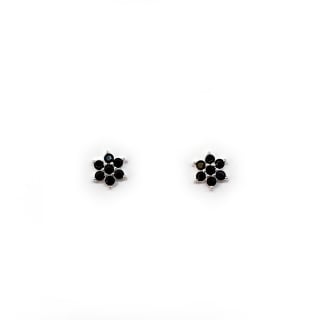 AROS ANDREA COGGIOLA JOYAS FLOR CIRCÓN NEGRO PLATA FINA 925 - 1