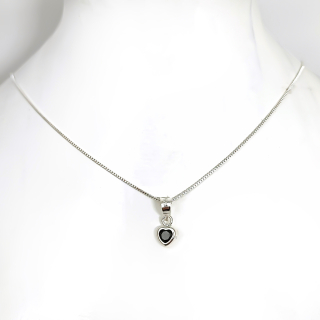 COLLAR ANDREA COGGIOLA JOYAS PLATA FINA 925 CORAZÓN CIRCÓN NEGRO - 1