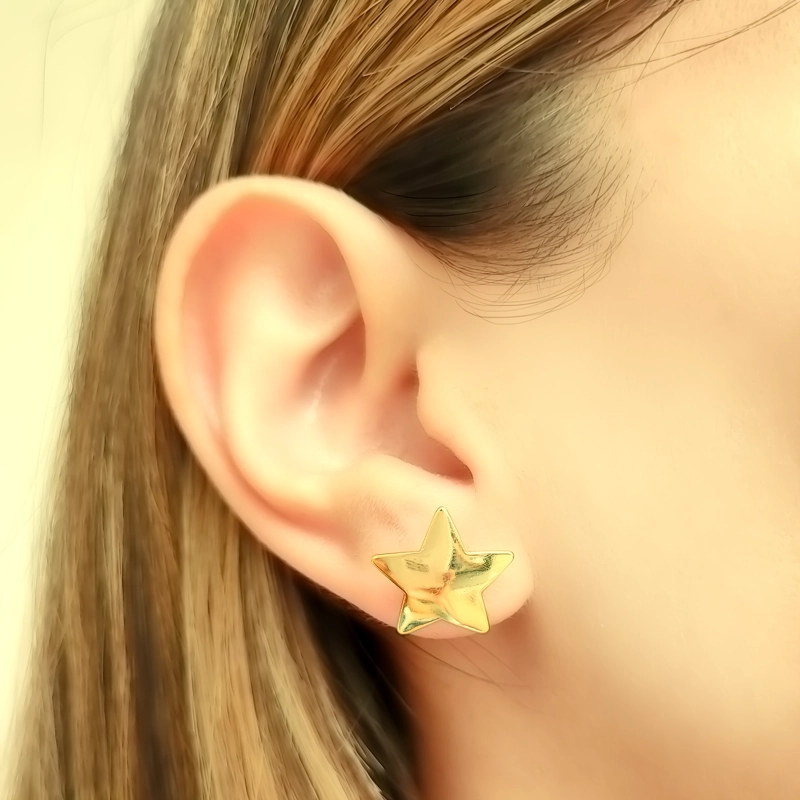 AROS ANDREA COGGIOLA JOYAS ESTRELLAS 16MM ENCHAPADO ORO 18K - 3