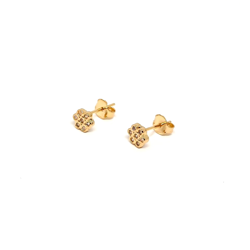 AROS ANDREA COGGIOLA JOYAS FLOR CIRCON 5MM ENCHAPADO ORO 18K