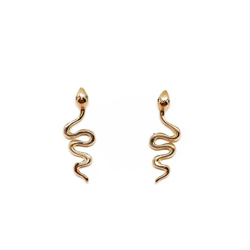 AROS ANDREA COGGIOLA JOYAS TREPADORES SERPIENTE CIRCÓN ENCHAPADO ORO 18K - 1