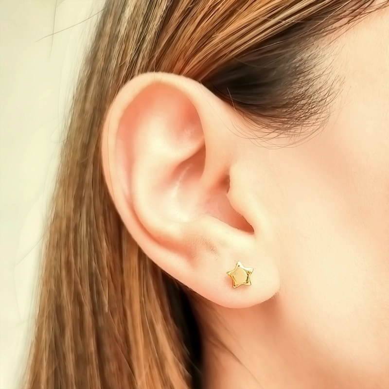 AROS ANDREA COGGIOLA JOYAS ESTRELLA 6MM ENCHAPADO ORO 18K - 3
