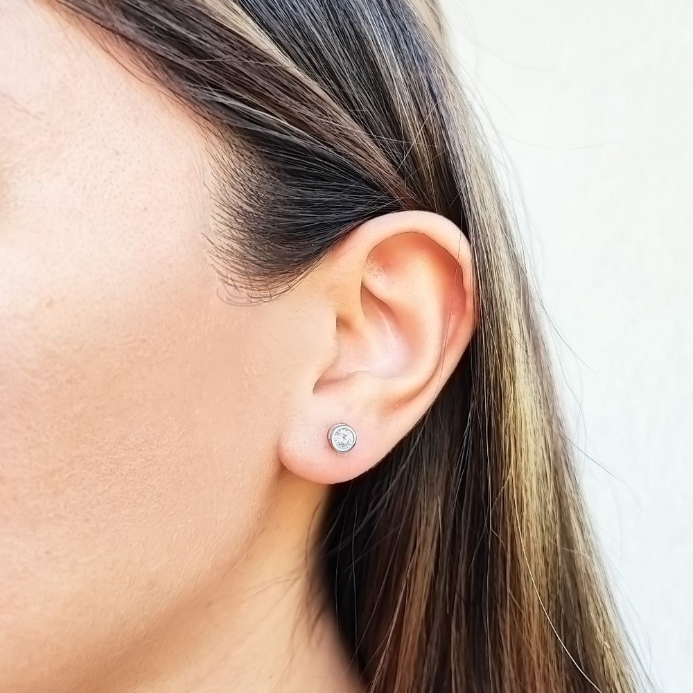 AROS ANDREA COGGIOLA JOYAS PUNTO DE LUZ REDONDOS CIRCÓN 5MM PLATA FINA 925 - 3
