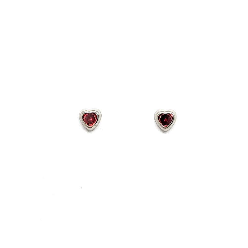 AROS CORAZÓN CIRCÓN EN COLOR ROJO 6MM PLATA FINA 925 - 2