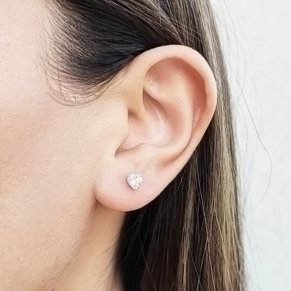AROS ANDREA COGGIOLA JOYAS CORAZÓN CIRCÓN BLANCO 5MM PLATA FINA 925 - 3