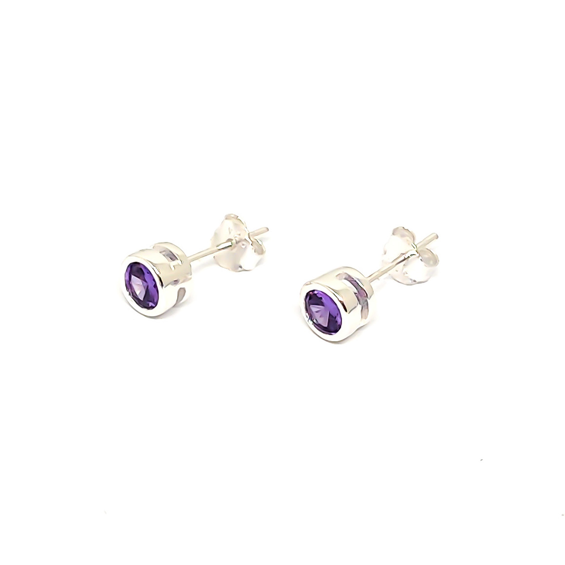 AROS ANDREA COGGIOLA JOYAS PUNTO DE LUZ REDONDOS CIRCÓN MORADO 5MM PLATA FINA 925 - 2