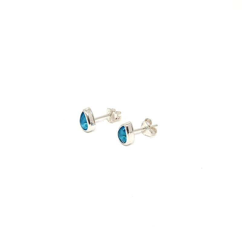 AROS ANDREA COGGIOLA JOYAS GOTA CIRCÓN CELESTE PLATA FINA 925 - 1