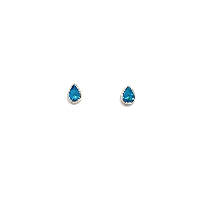 AROS ANDREA COGGIOLA JOYAS GOTA CIRCÓN CELESTE PLATA FINA 925 - 2