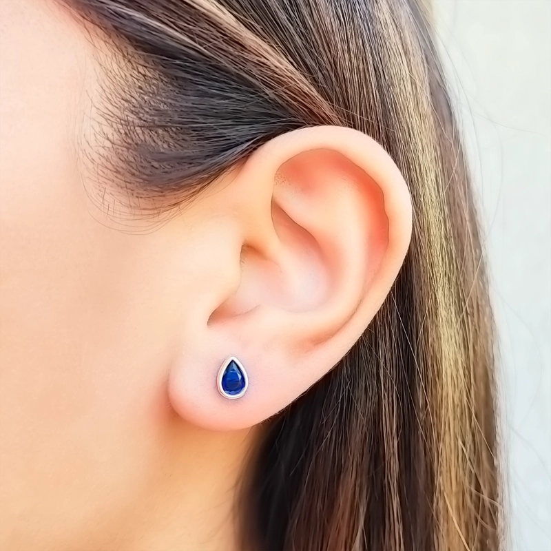 AROS ANDREA COGGIOLA JOYAS GOTA CIRCÓN AZUL PLATA FINA 925 - 3