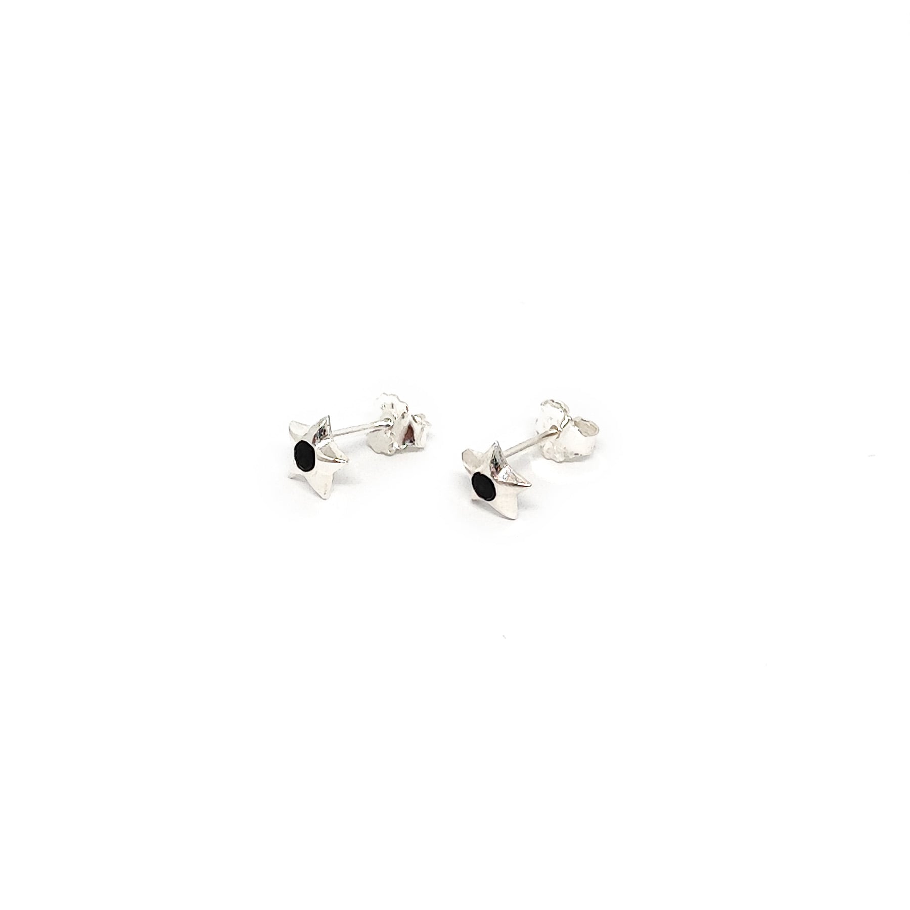 AROS ANDREA COGGIOLA JOYAS ESTRELLAS CIRCÓN NEGRO 7MM PLATA FINA 925 - 1