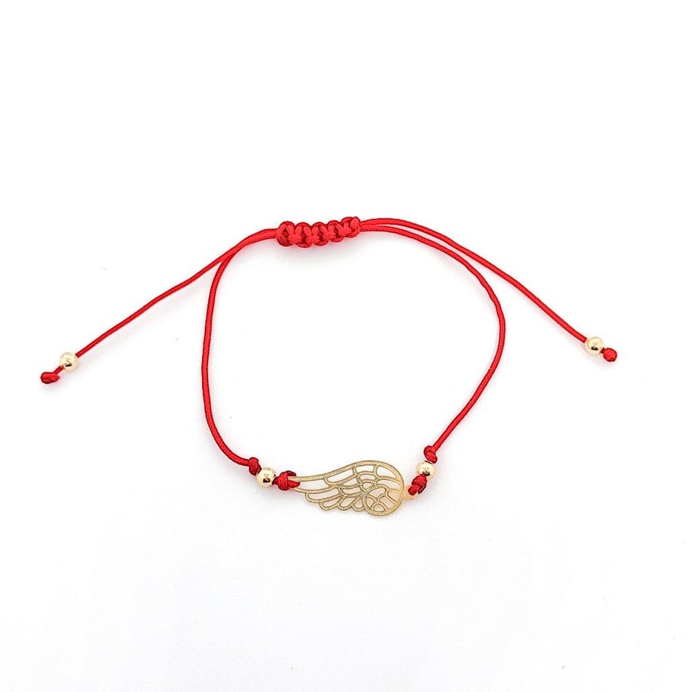 PULSERA ANDREA COGGIOLA JOYAS ALA ENCHAPADO ORO 18K CORDÓN ROJO - 1