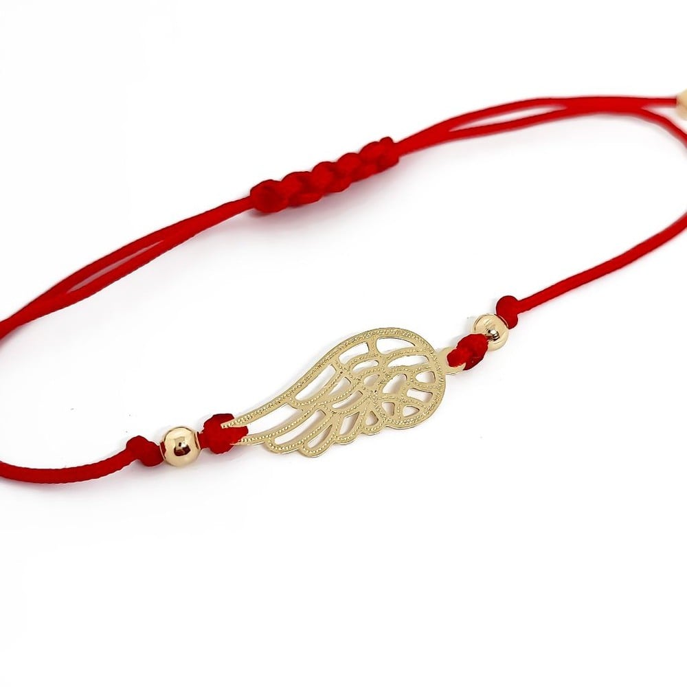 PULSERA ANDREA COGGIOLA JOYAS ALA ENCHAPADO ORO 18K CORDÓN ROJO - 2