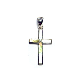 COLGANTE NACAR CRUZ PLATA FINA 925 - 1