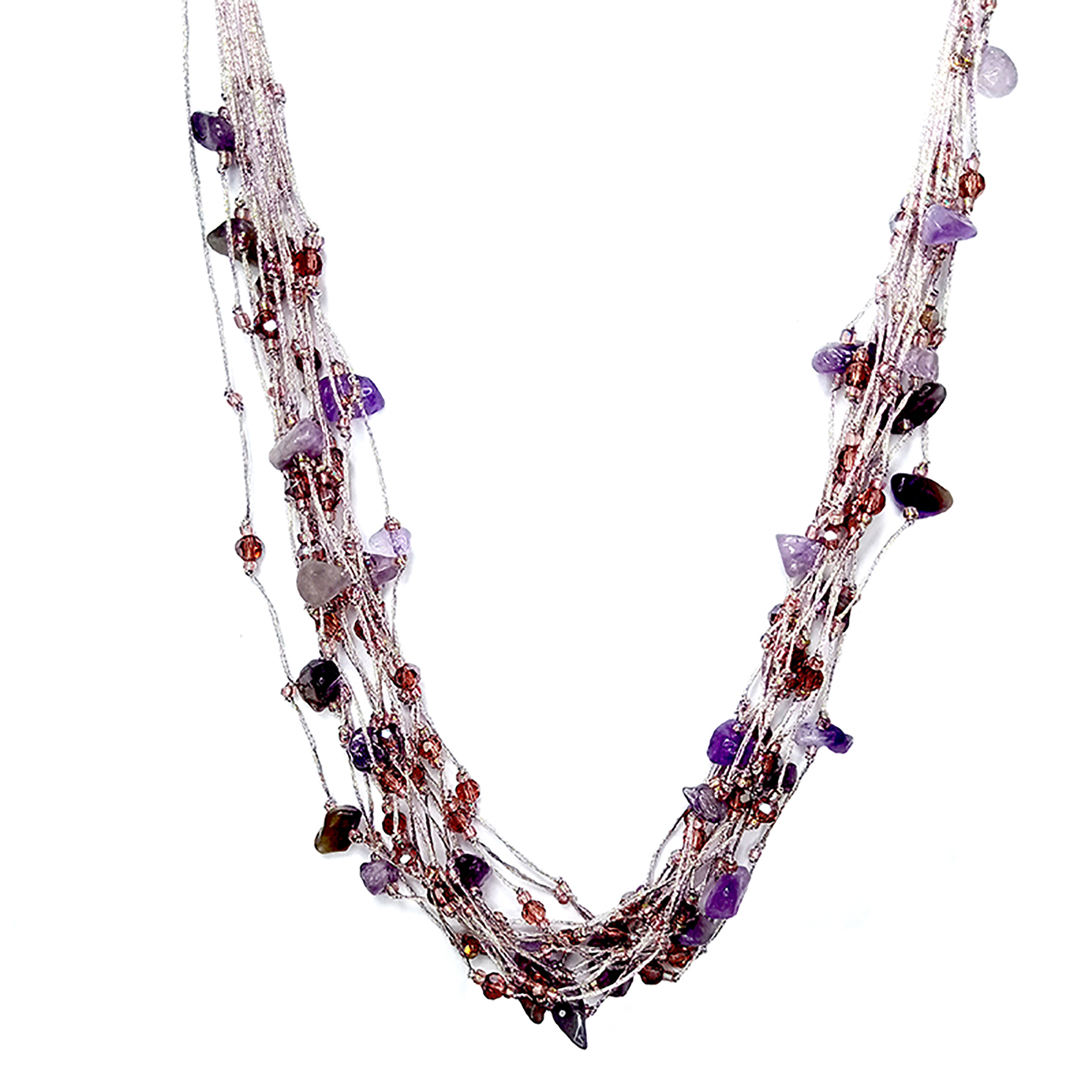 COLLAR ANDREA COGGIOLA JOYAS AMATISTA HILOS SEDA - 1