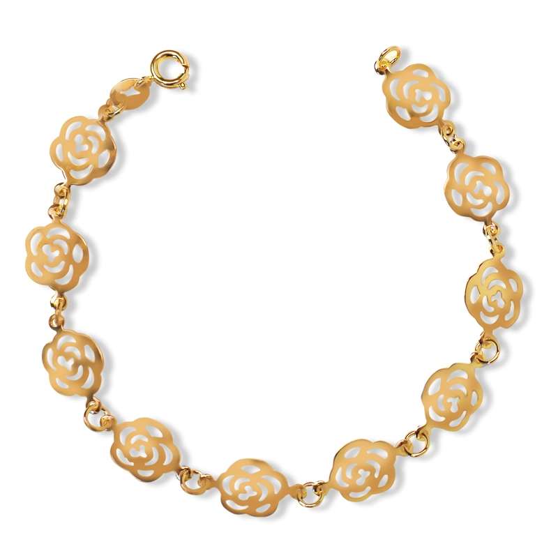 PULSERA ANDREA COGGIOLA JOYAS ROSAS CALADAS ENCHAPADAS ORO 18K - 1