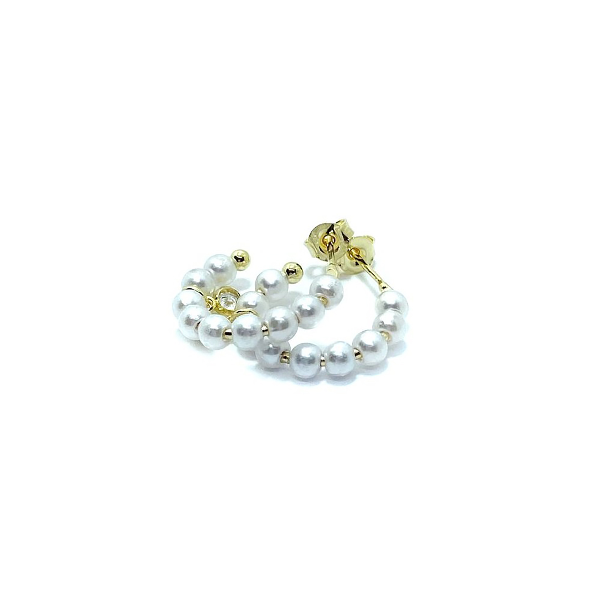 AROS ANDREA COGGIOLA JOYAS ARGOLLAS PERLA SINTÉTICA CIRCÓN ENCHAPADO ORO 18K - 2