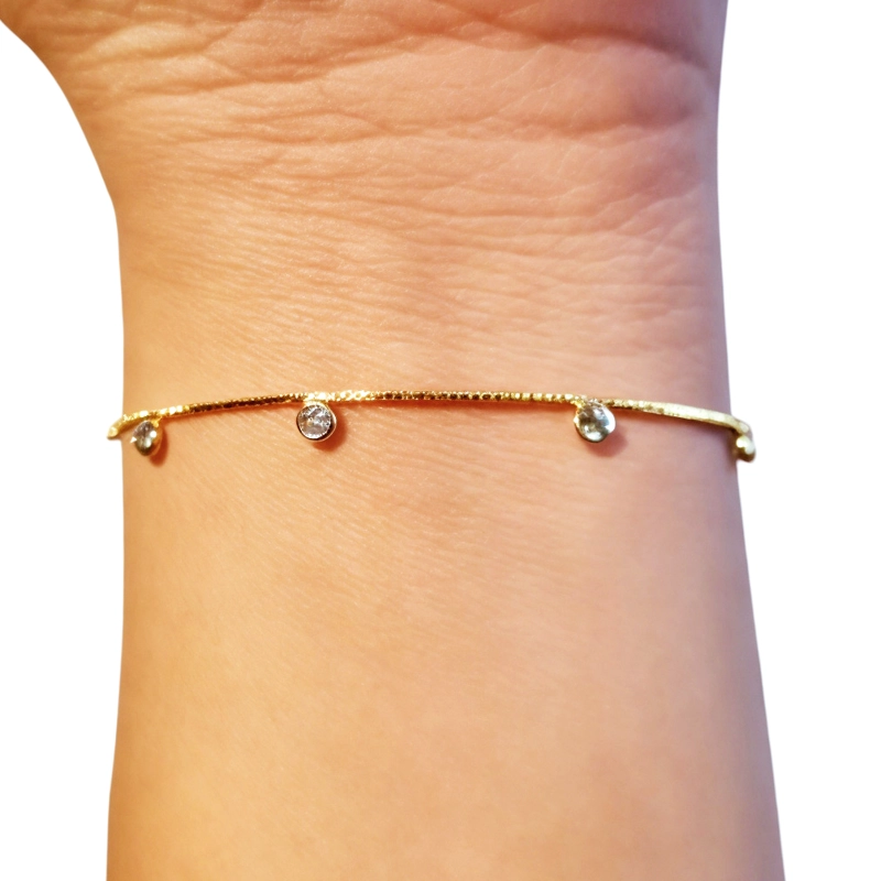 PULSERA ANDREA COGGIOLA JOYAS 6 CIRCONES ENCHAPADO ORO 18K - 2
