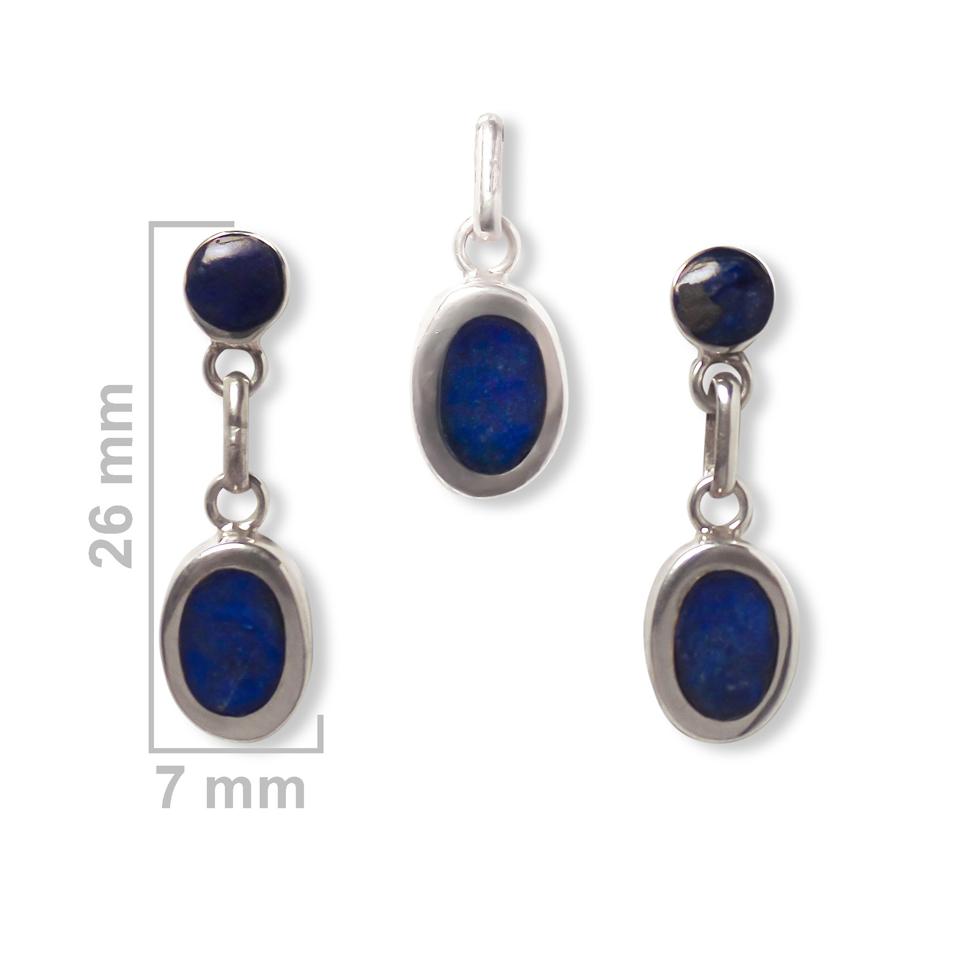 SET AROS ANDREA COGGIOLA JOYAS COLGANTE LAPISLÁZULI PLATA FINA 925 - 2