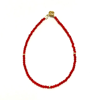 PULSERA ANDREA COGGIOLA JOYAS CRISTAL ROJO MOSTACILLAS ENCHAPADO ORO 18K - 1