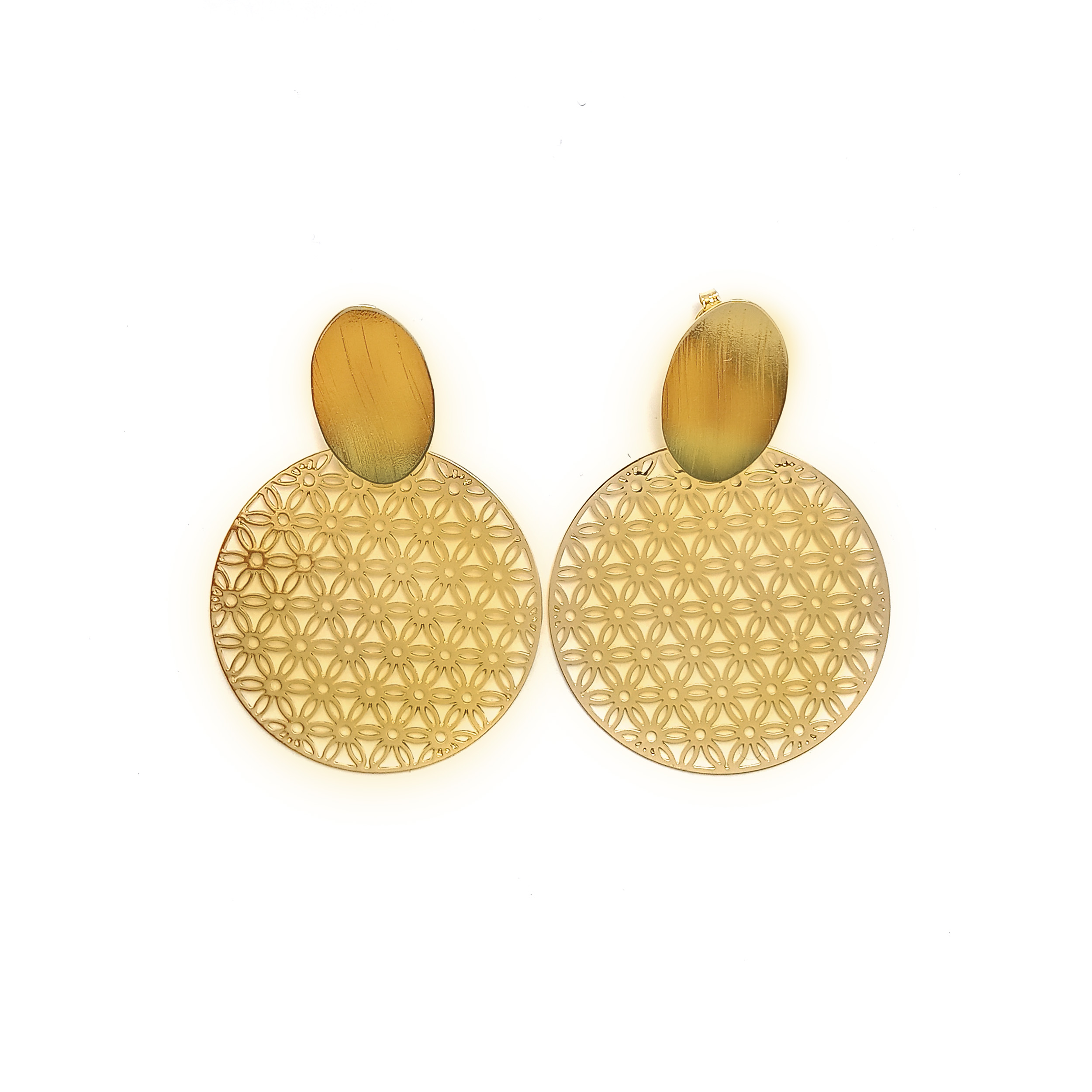 AROS ANDREA COGGIOLA JOYAS FLOR DE VIDA MANDALA ENCHAPADO ORO 18K - 1