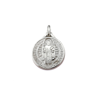 COLGANTE MEDALLA SAN BENITO GRANDE 21MM PLATA FINA 925 - 1